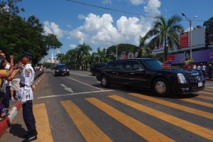 Obama in Myanmar: President’s motorcade blasts through Yangon Friday morning. 